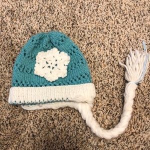 Elsa Inspired Winter Hat with a long braid - Hand made/knitted